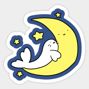 Crescent Moon Harp Seal Sticker